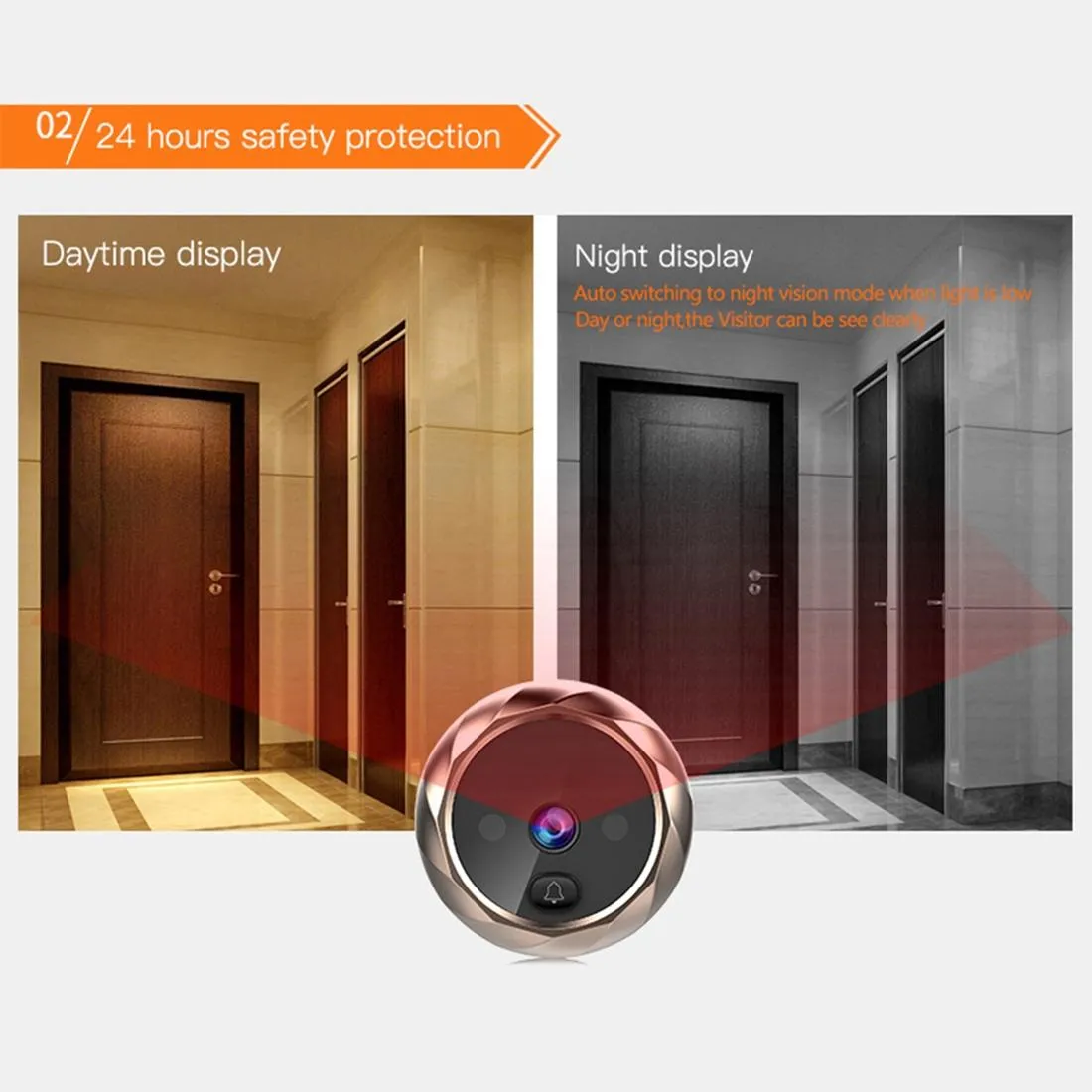 2.8" LCD Screen Cat Eye Doorbell | With Night Vision | Silver