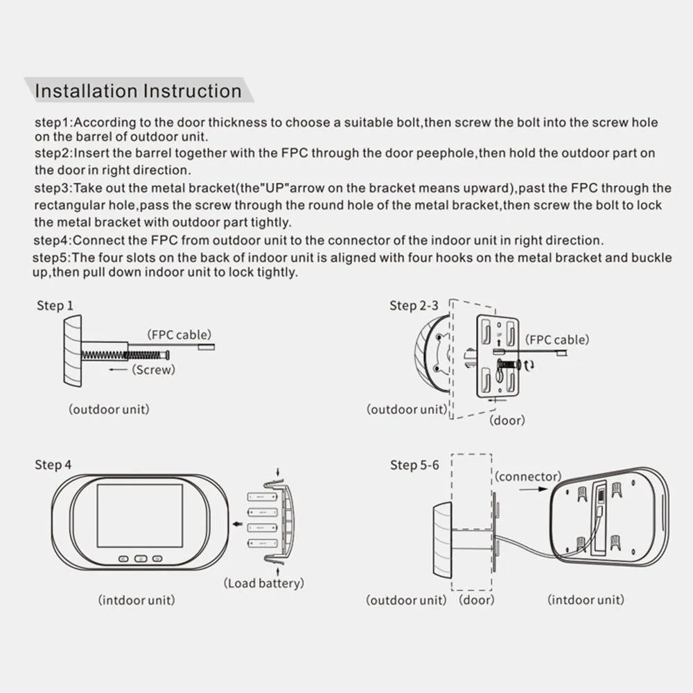 2.8" LCD Screen Cat Eye Doorbell | With Night Vision | Silver