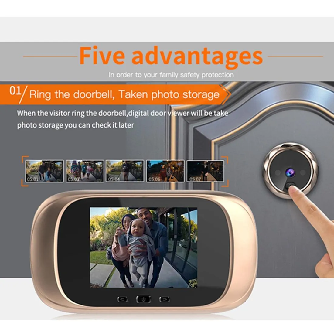 2.8" LCD Screen Cat Eye Doorbell | With Night Vision | Silver