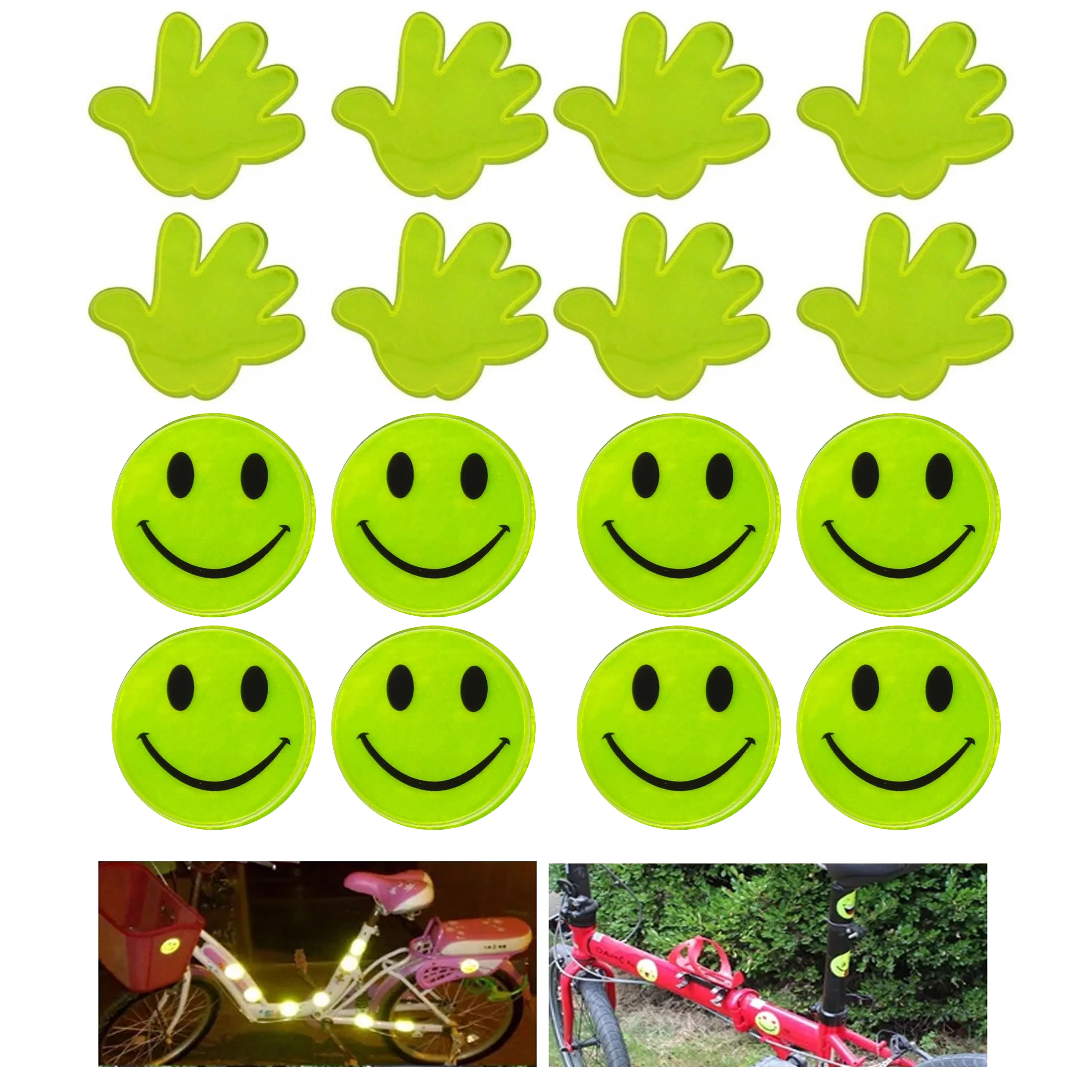 32pc Reflective Stickers Smile Emoji Neon Bumper Decals Night Safety Car Bicycle