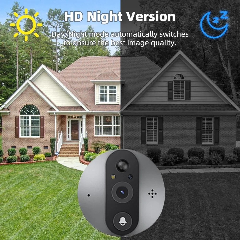 4.3 Inch Colour Screen Graffiti Hidden 1080P WiFi Smart Cat Eye Video Doorbell | White