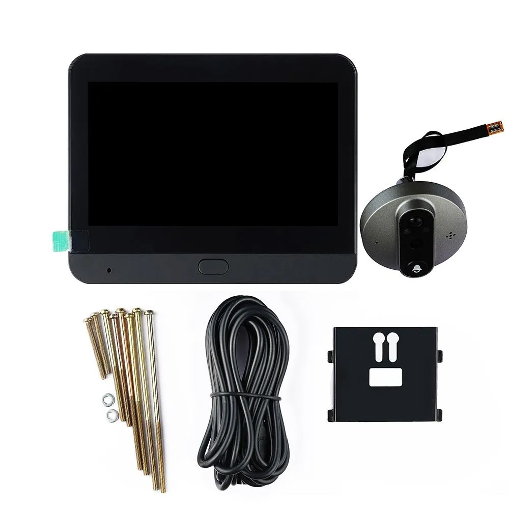 4.3 Inch Colour Screen Graffiti Hidden 1080P WiFi Smart Cat Eye Video Doorbell | White