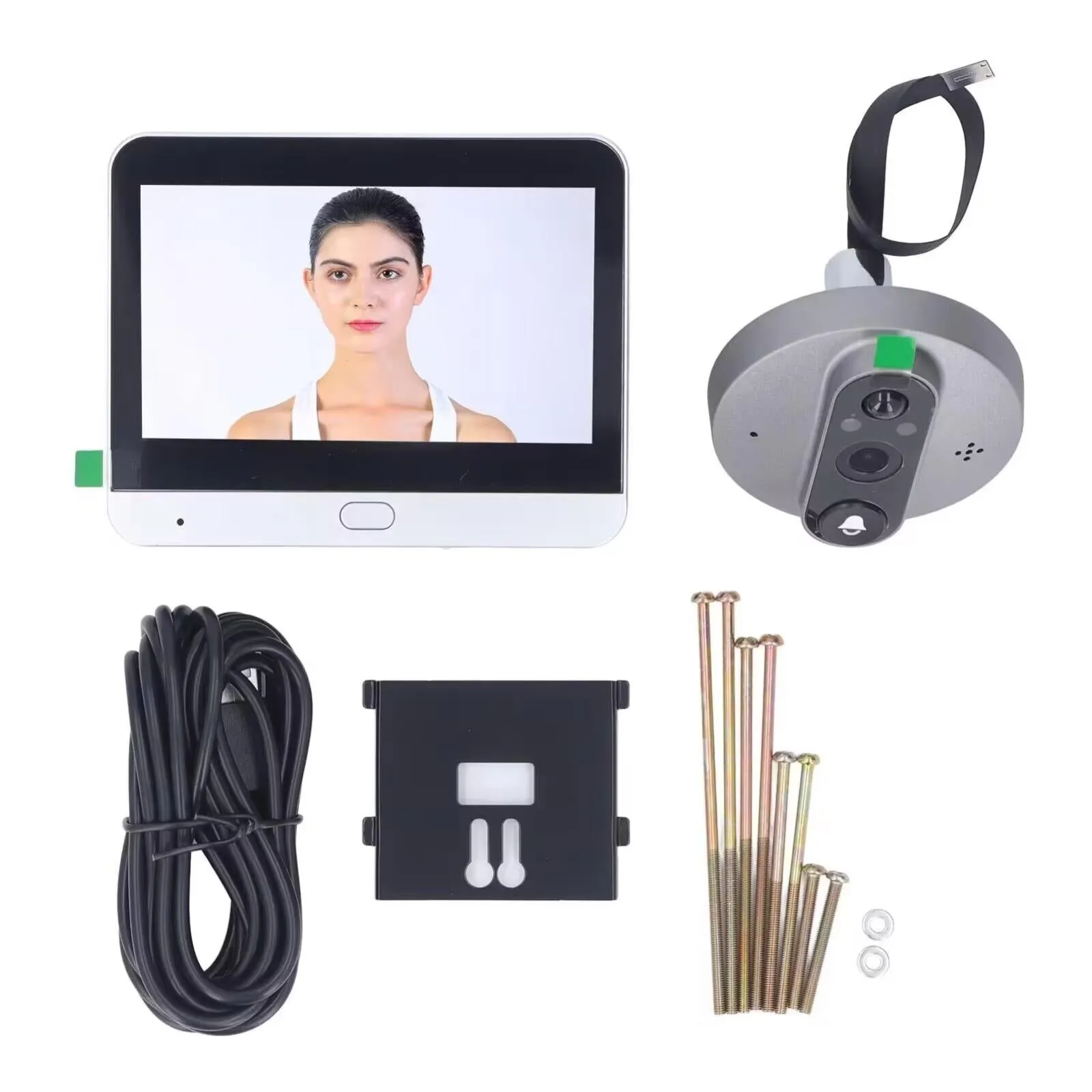 4.3 Inch Colour Screen Graffiti Hidden 1080P WiFi Smart Cat Eye Video Doorbell | White
