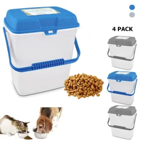 4PC Pet Food Storage Container Airtight Portable Clear Dog Cat Supply 8 Gallons
