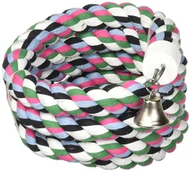 A&E Cage Rainbow Cotton Rope Boing With Bell Bird Toy - Extra Large