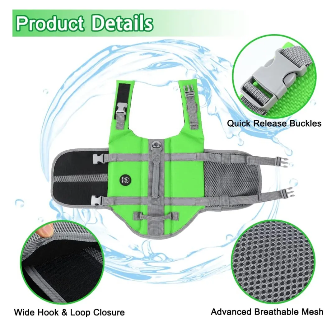 Adjustable Dog Life Jacket with Rescue Handle