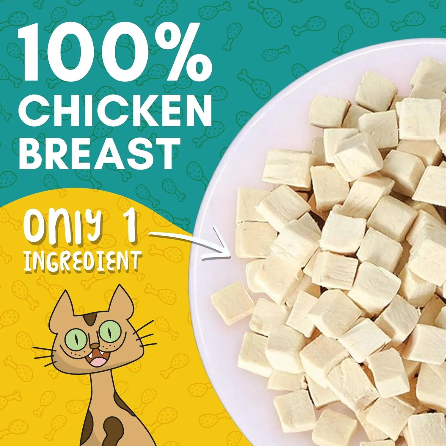 ALBERT & MIA Feastfuls Freeze Dried Cat Treats - 100% Chicken Breast, Only 1 Ingredient, Soft on Sensitive Teeth, High in Protein, Extra Tasty, Great for Training Cats, Made in USA (6oz)
