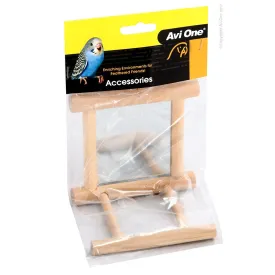 Avi One Bird Toy Wood Framed Mirror With Seat