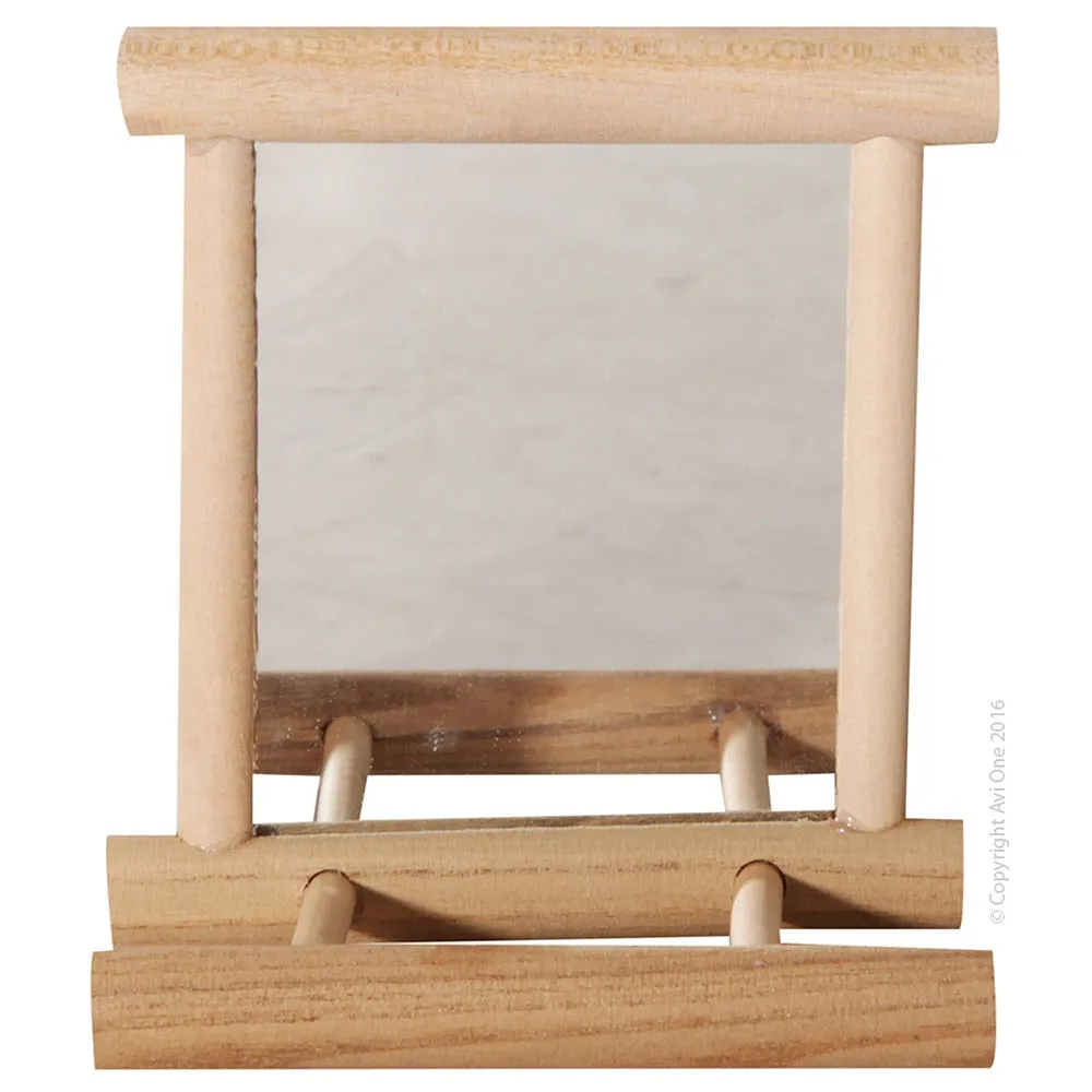 Avi One Bird Toy Wood Framed Mirror With Seat
