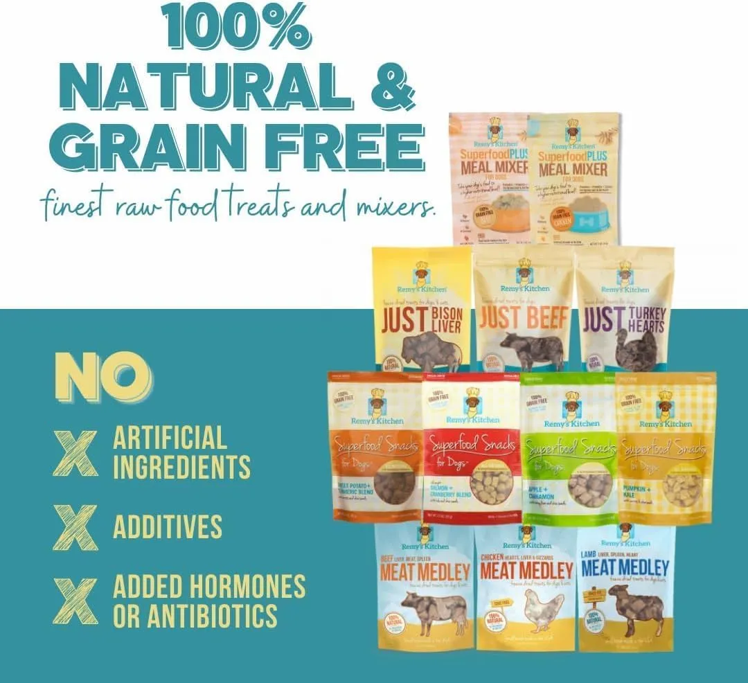 Beef Meat Medley Freeze Dried Dog Treats USA Sourced and Small Batch Made - Human-Grade, All Natural Dog Treats Without Artificial Preservatives, Grain Free - 3 oz