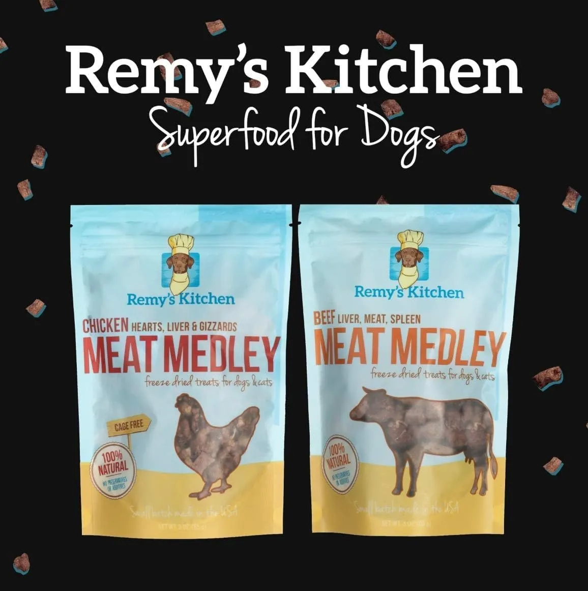 Beef Meat Medley Freeze Dried Dog Treats USA Sourced and Small Batch Made - Human-Grade, All Natural Dog Treats Without Artificial Preservatives, Grain Free - 3 oz