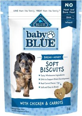 Blue Buffalo Baby BLUE Soft Biscuits with DHA, Natural Dog Treats for Puppies, Great for Training, with Chicken & Carrots, 8-oz. Bag