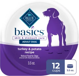 Blue Buffalo Basics Grain-Free Wet Dog Food for Small Breed Adult Dogs, Limited Ingredient Diet, Turkey Recipe, 3.5-oz Cups, 12 Count