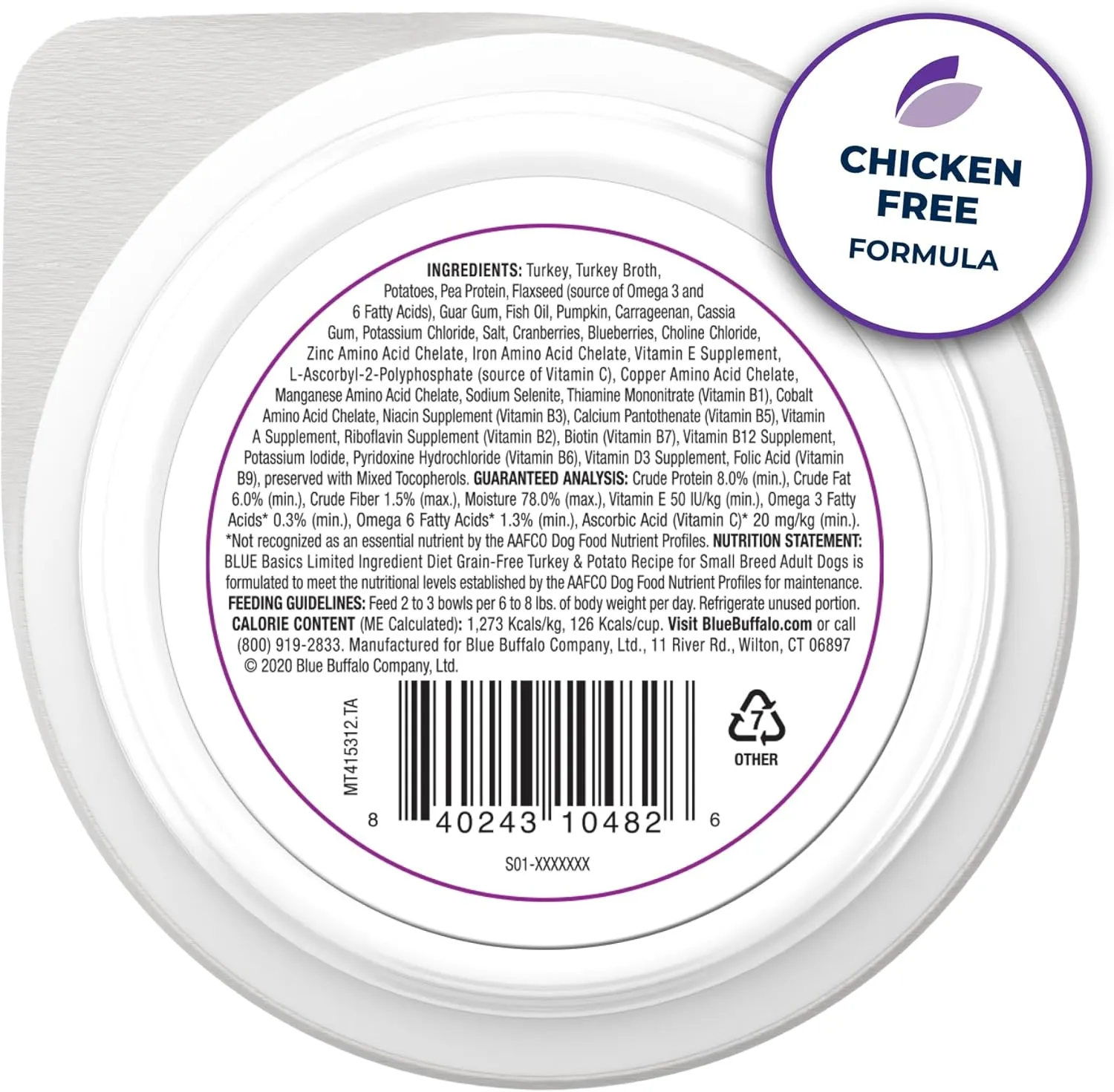 Blue Buffalo Basics Grain-Free Wet Dog Food for Small Breed Adult Dogs, Limited Ingredient Diet, Turkey Recipe, 3.5-oz Cups, 12 Count