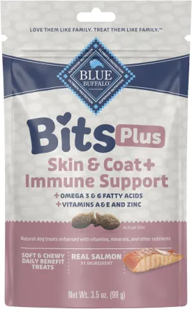 Blue Buffalo Blue Bits Plus Skin & Coat and Immune Support Dog Treats, Salmon, 3.5-oz. Bag