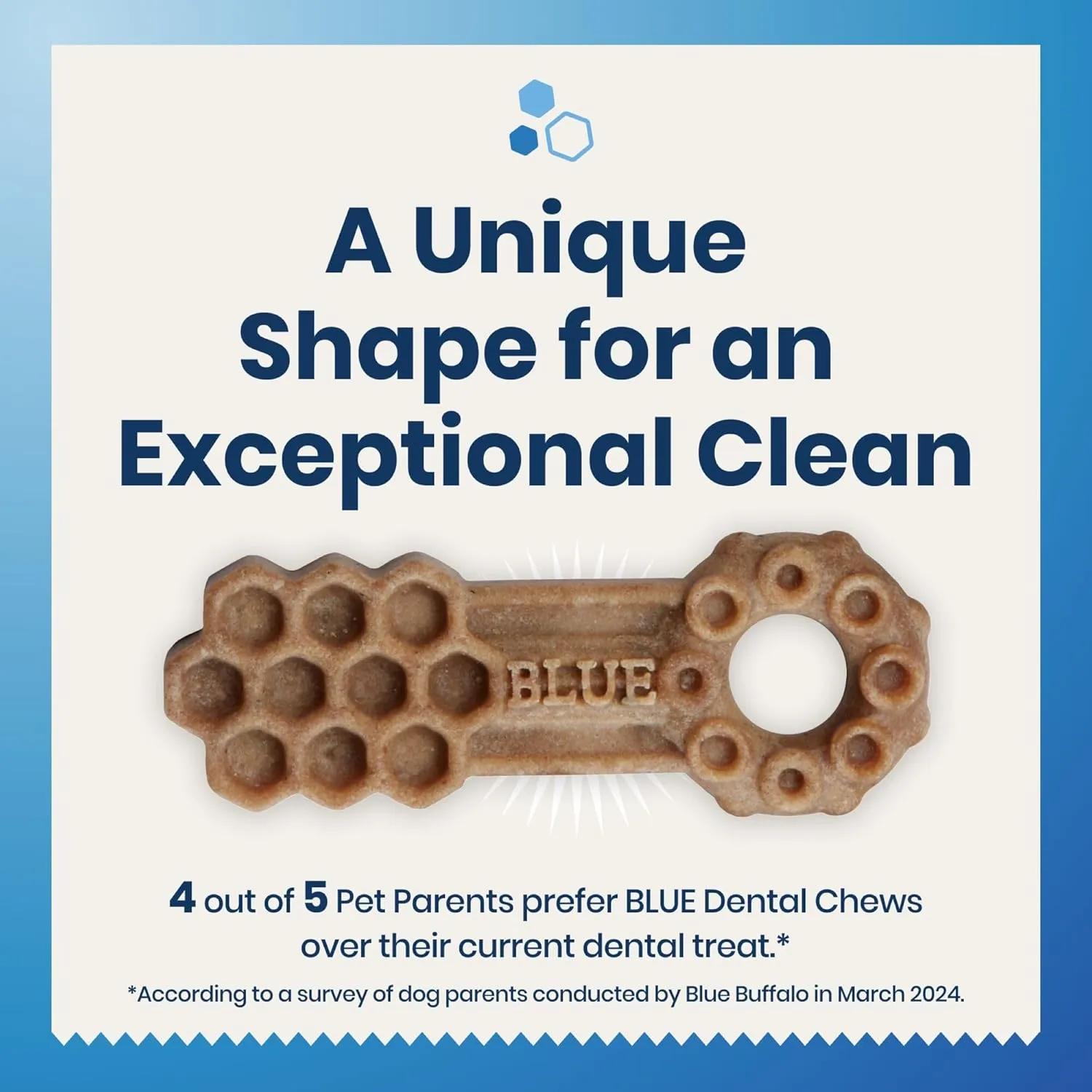Blue Buffalo Dental Chews Large Natural Dog Treats, Chicken & Spearmint 11-oz Bag (7 Count)