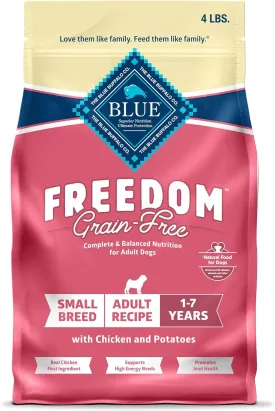 Blue Buffalo Freedom Grain-Free Small Breed Dry Dog Food, Supports High Energy Needs, Made in the USA With Natural Ingredients, Chicken & Potatoes, 4-lb Bag