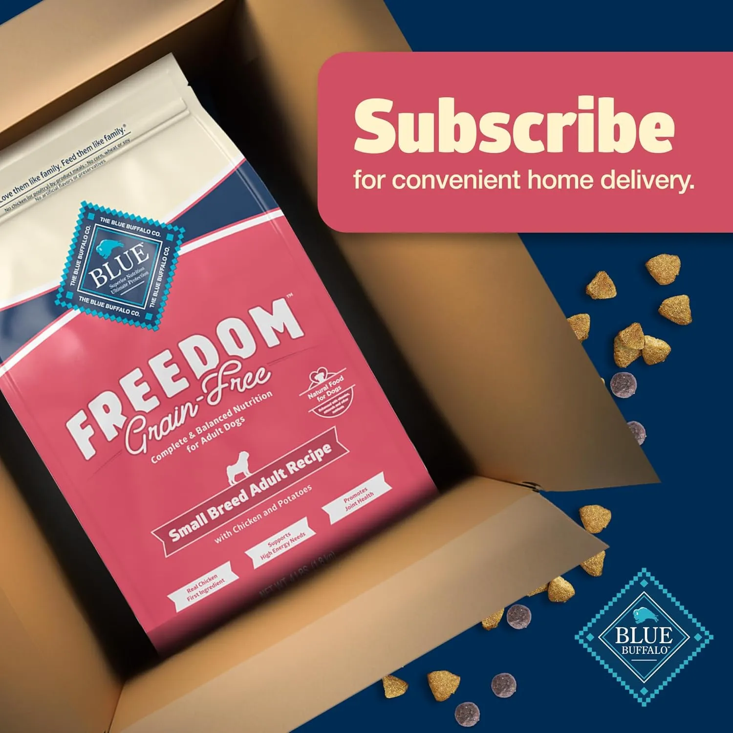 Blue Buffalo Freedom Grain-Free Small Breed Dry Dog Food, Supports High Energy Needs, Made in the USA With Natural Ingredients, Chicken & Potatoes, 4-lb Bag