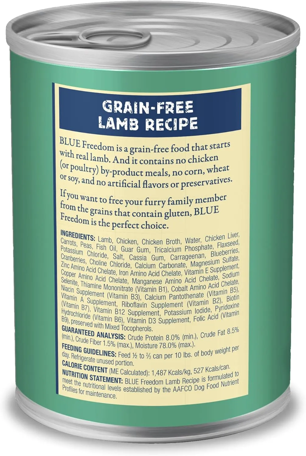 Blue Buffalo Freedom Grain-Free Wet Dog Food, Free of Glutens & Artificial Preservatives, Made with Natural Ingredients, Lamb Recipe, 12.5-oz. Cans (12 Count)