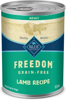 Blue Buffalo Freedom Grain-Free Wet Dog Food, Free of Glutens & Artificial Preservatives, Made with Natural Ingredients, Lamb Recipe, 12.5-oz. Cans (12 Count)