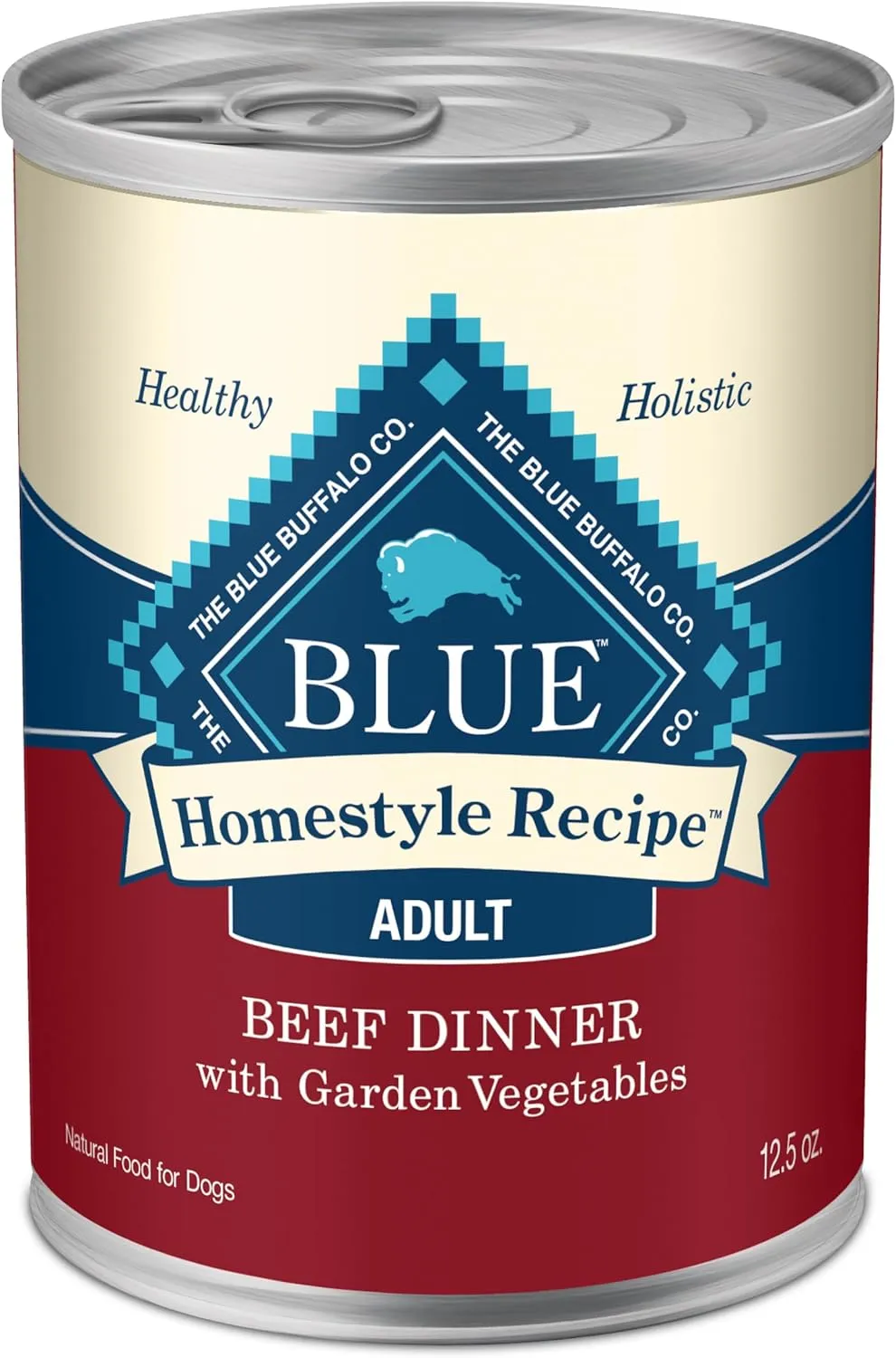 Blue Buffalo Homestyle Recipe Adult Wet Dog Food, Made with Natural Ingredients, Beef Dinner With Garden Vegetables, 12.5-oz Cans (12 Count)
