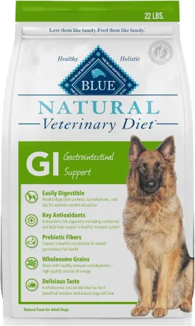 Blue Buffalo Natural Veterinary Diet GI Gastrointestinal Support Dry Dog Food, Veterinarian's Prescription Required, Chicken, 22-lb Bag