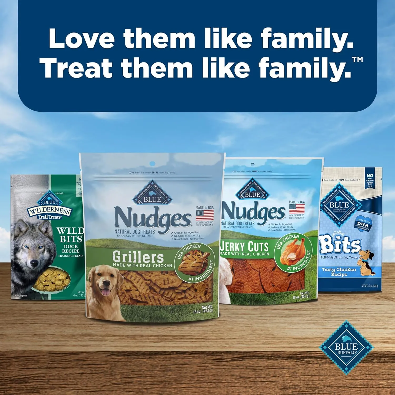 Blue Buffalo Nudges Grillers Natural Dog Treats, Made in the USA with Real Chicken, 16-oz Bag