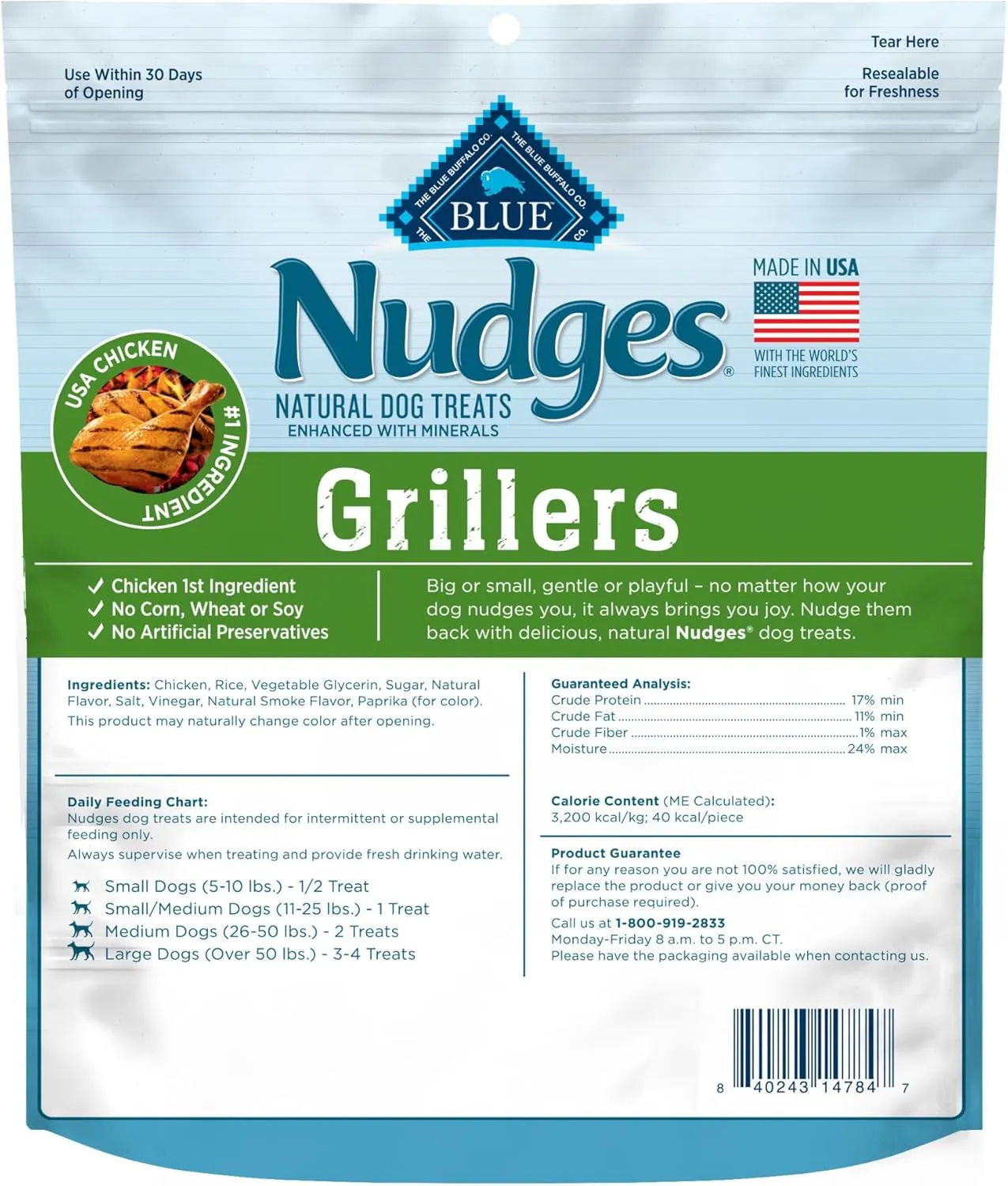 Blue Buffalo Nudges Grillers Natural Dog Treats Made with Real Chicken