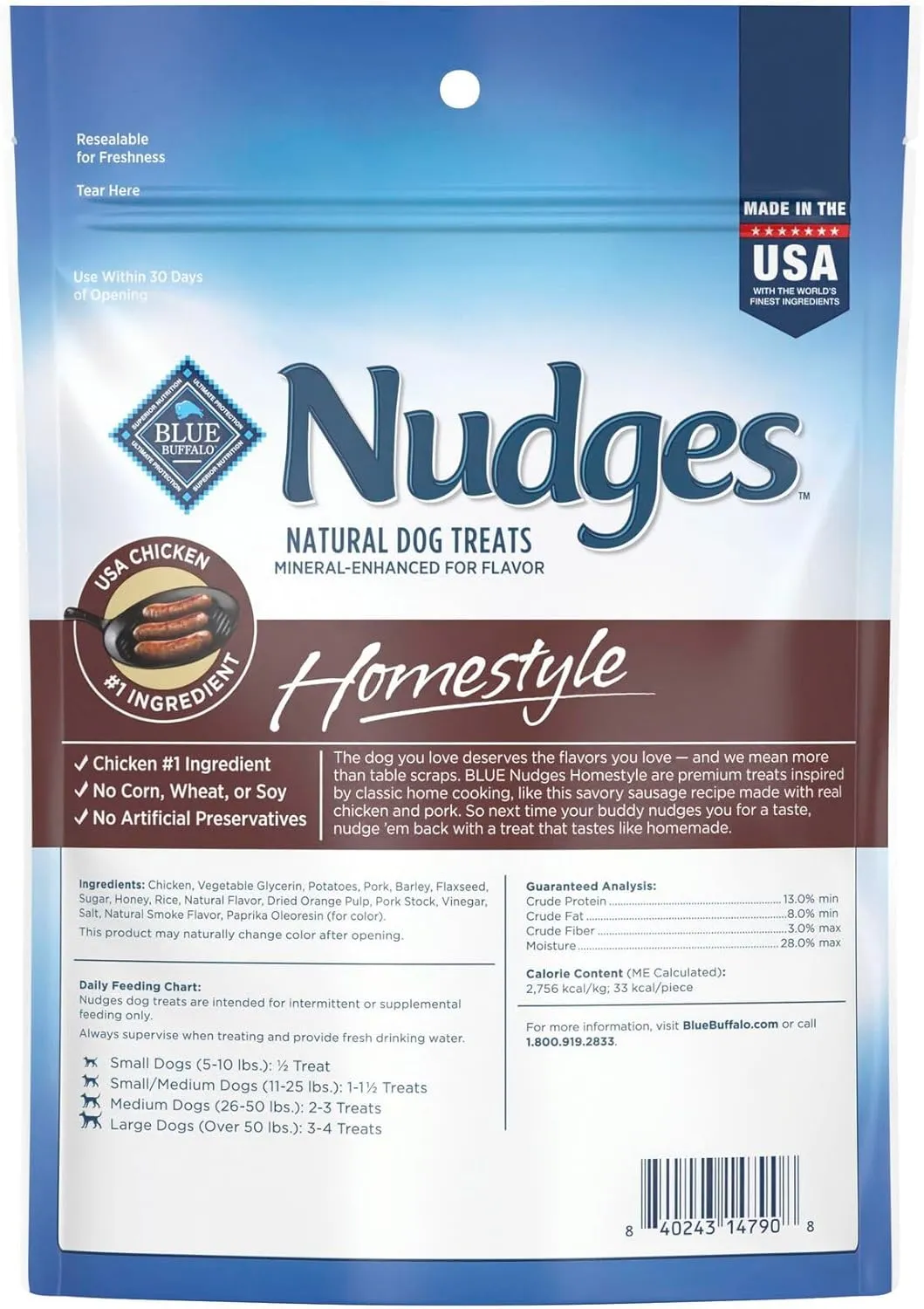 Blue Buffalo Nudges Homestyle Natural Dog Treats, Chicken and Pork, 12oz Bag