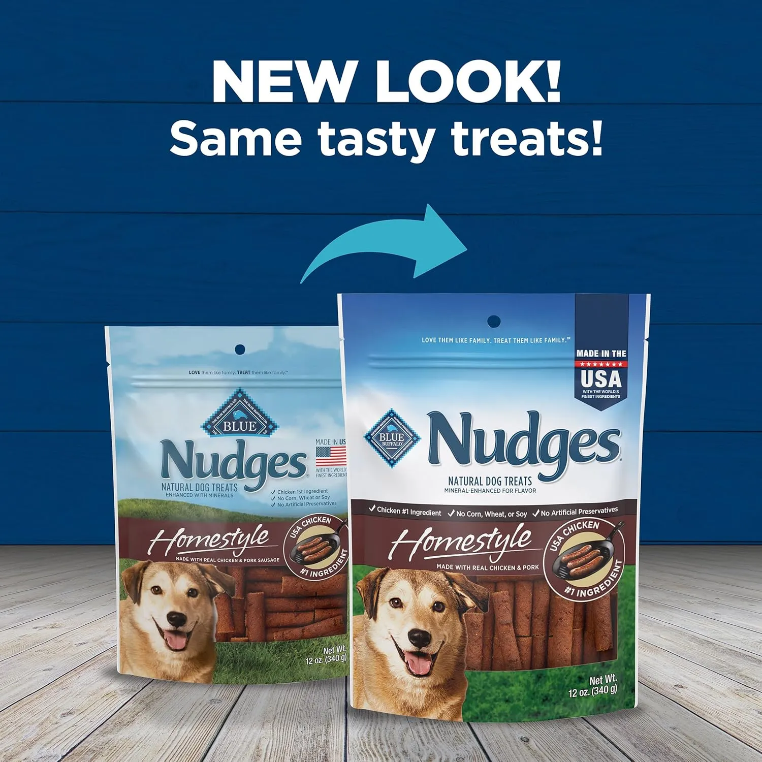 Blue Buffalo Nudges Homestyle Natural Dog Treats, Chicken and Pork, 12oz Bag