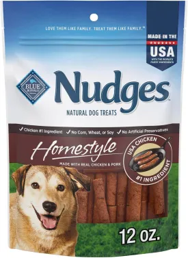 Blue Buffalo Nudges Homestyle Natural Dog Treats, Chicken and Pork, 12oz Bag