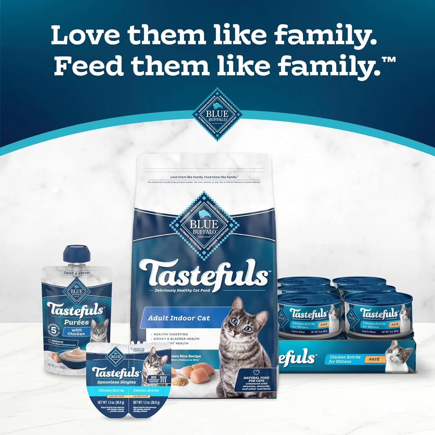 Blue Buffalo Tastefuls Savory Singles Natural Wet Cat Food Cuts in Gravy, Salmon and Tuna Variety Pack, 2.6-oz. Trays, 12-Count