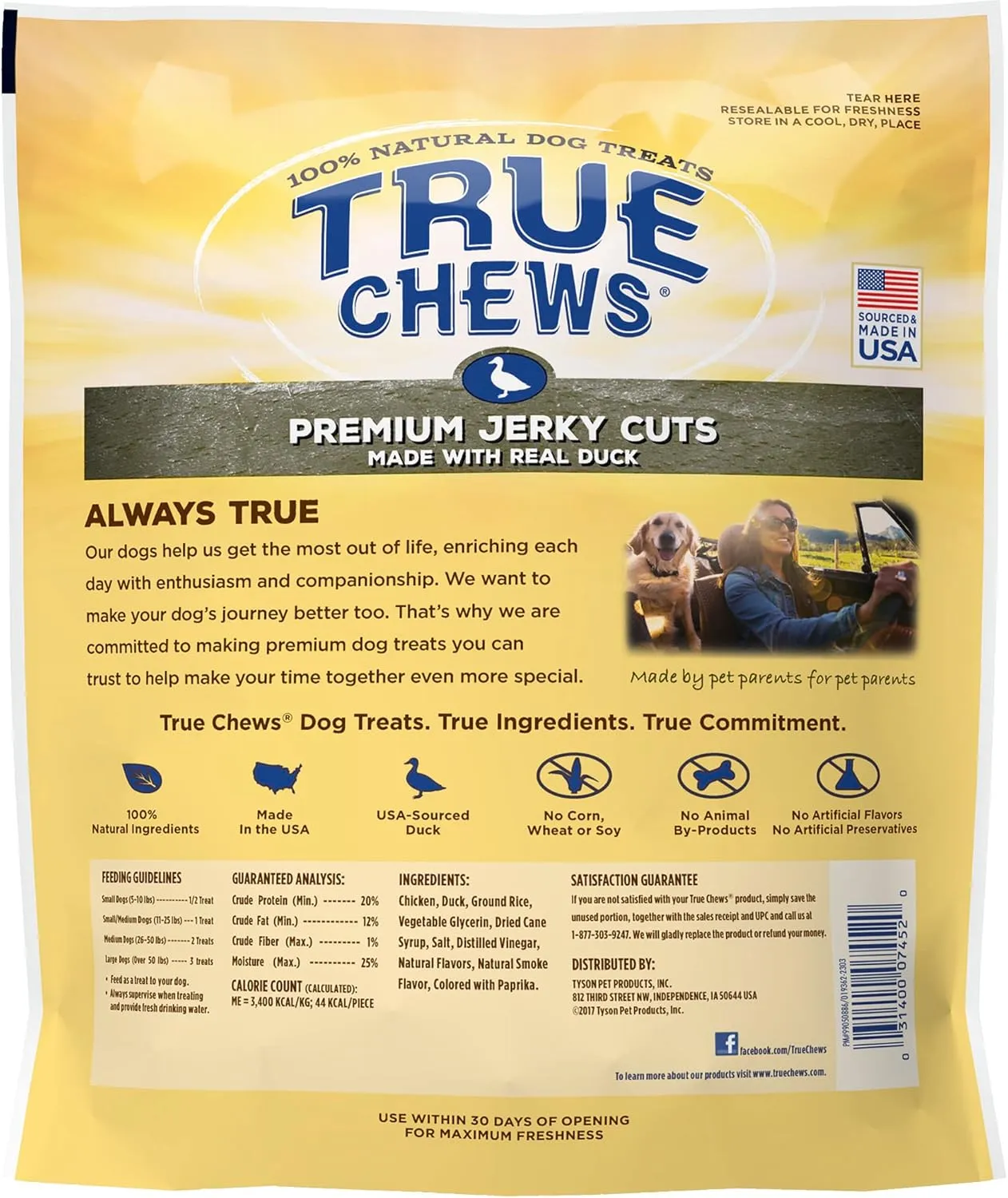 Blue Buffalo True Chews Premium Jerky Cuts Natural Dog Treats, Duck 12 oz bag
