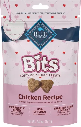 Blue Buffalo Valentine's Day Edition Bits Dog Training Treats, Chicken Recipe, 4.5-oz Bag