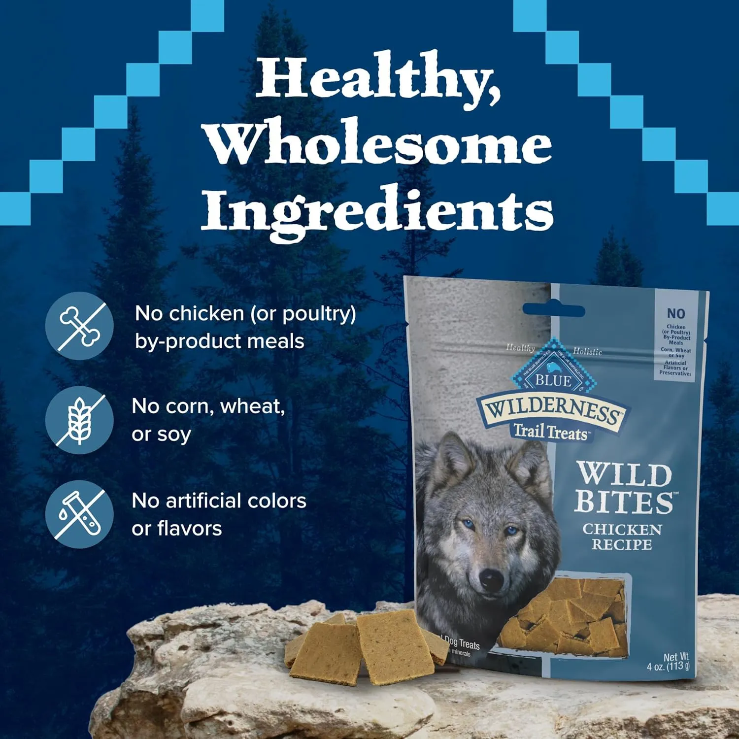 Blue Buffalo Wilderness Grain-Free and High-Protein Dog Treats Made with Natural Ingredients Chicken