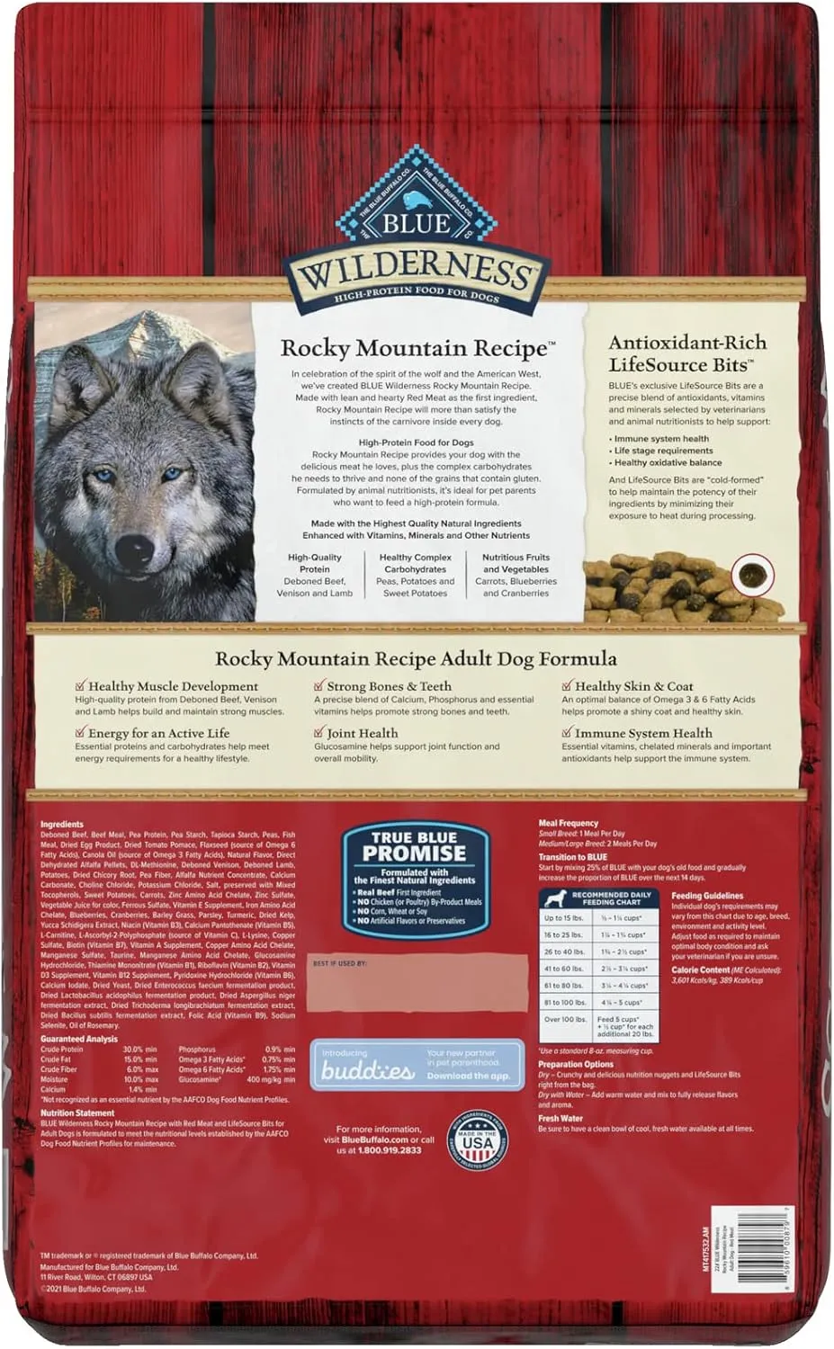 Blue Buffalo Wilderness Rocky Mountain Recipe High Protein, Natural Adult Dry Dog Food, Red Meat 22-lb