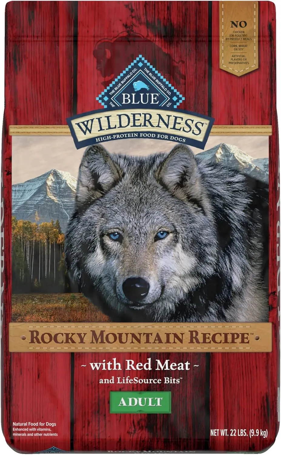 Blue Buffalo Wilderness Rocky Mountain Recipe High Protein, Natural Adult Dry Dog Food, Red Meat 22-lb