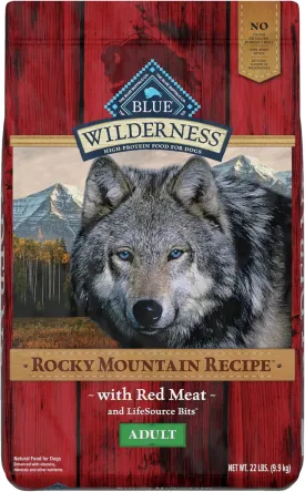 Blue Buffalo Wilderness Rocky Mountain Recipe High Protein, Natural Adult Dry Dog Food, Red Meat 22-lb