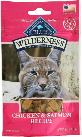 Blue Buffalo Wilderness Soft-Moist Cat Treats, Chicken & Salmon, 100% Grain Free, Corn Free, Wheat Free, Soy Free, 2 Ounce (Pack of 12)