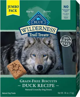 Blue Buffalo Wilderness Trail Treats High Protein Grain Free Dog Biscuits Crunchy Dog Treats, Duck Recipe, 36-oz Box