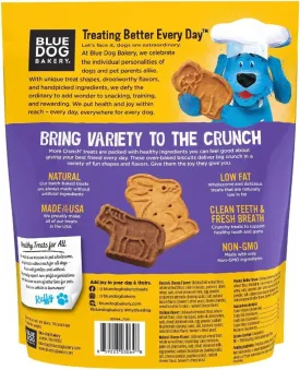 Blue Dog Bakery Natural Dog Treats, More Crunch Large, Assorted Flavors, 11.2 oz, 2lb Bag (Pack of 2)