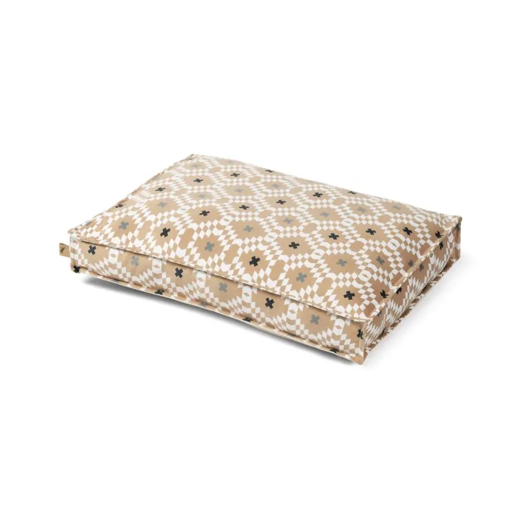 Boxy Bed Marina Pattern Large Pet Bed - Sand