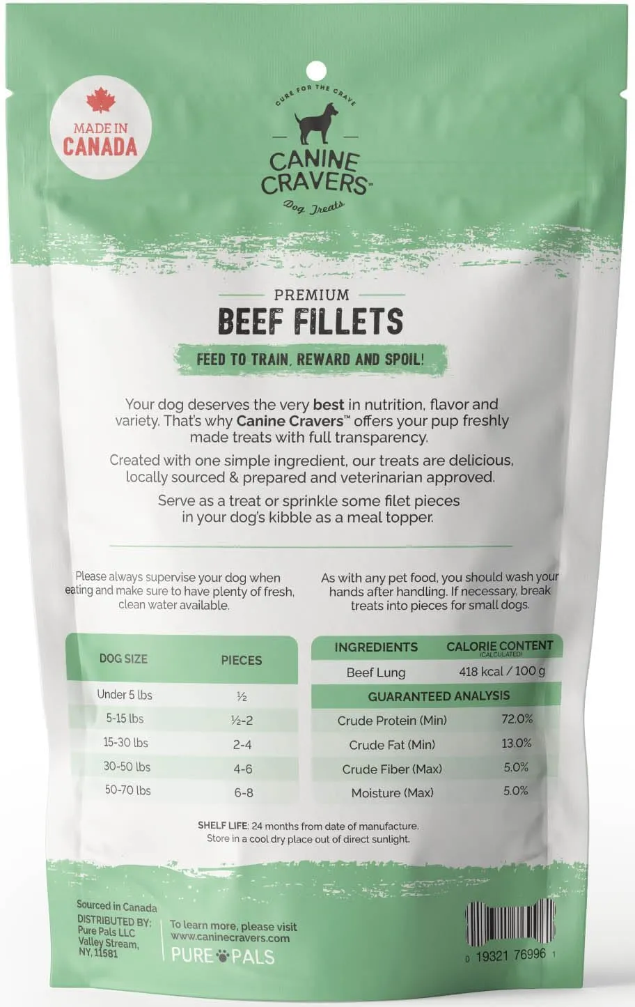 Canine Cravers Single Ingredient Dog Treats  Premium Beef Fillets - Human Grade Air Dried Hypoallergenic Pet Food  Grain, Gluten, and Soy Free  100% All Natural - 5.3 oz