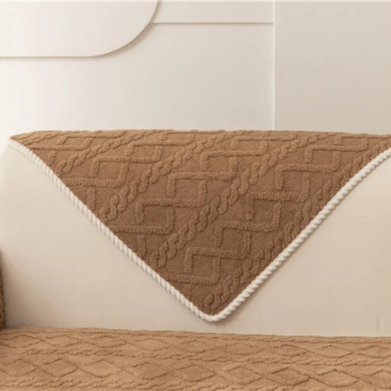 Cecily Velvet Textured Geometric Sofa Slipcover