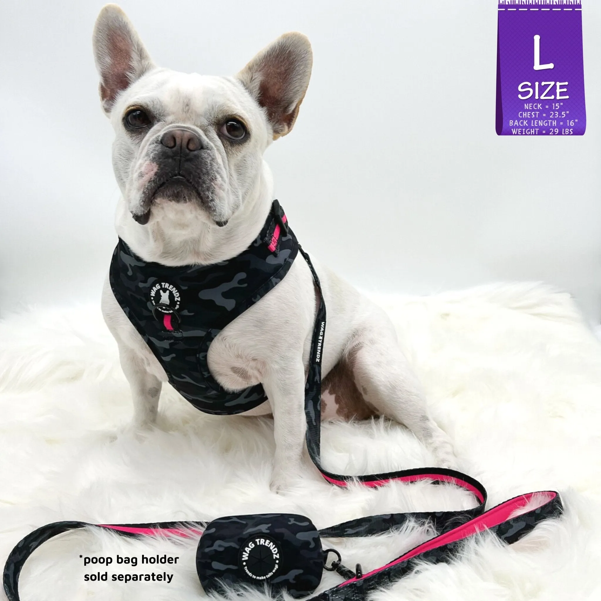 Dog Collar, Harness and Leash Set | Camo Chic (SHēk) Pink