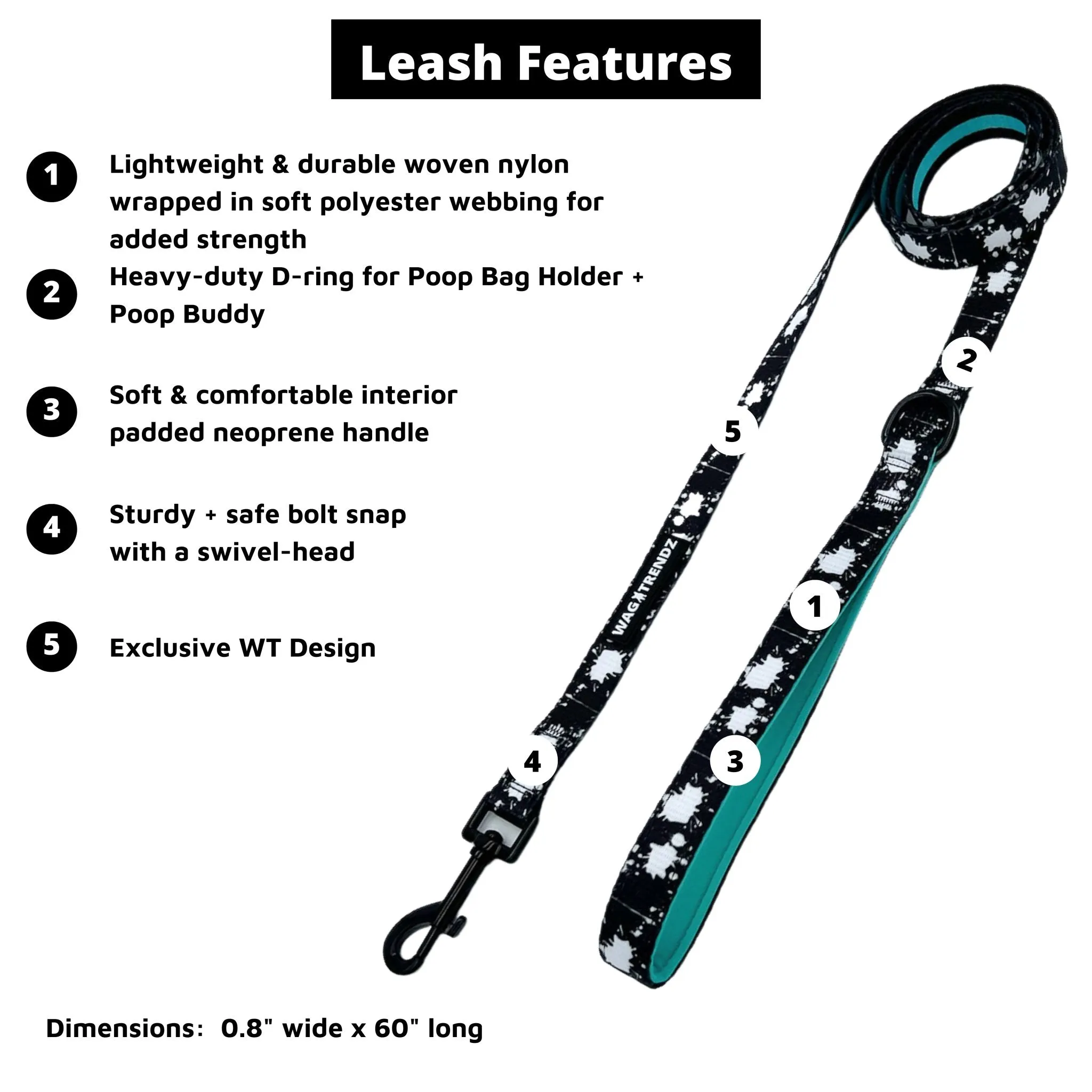 Dog Collar, Harness and Leash Set | Splatter Swagger