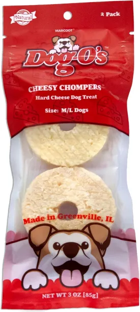 Dog-Os Cheesy Chompers, All-Natural, Made in The USA, Grain Free, Real Cheese Treats for Medium & Large Dogs (Pack of 2 Crunchy Treats)