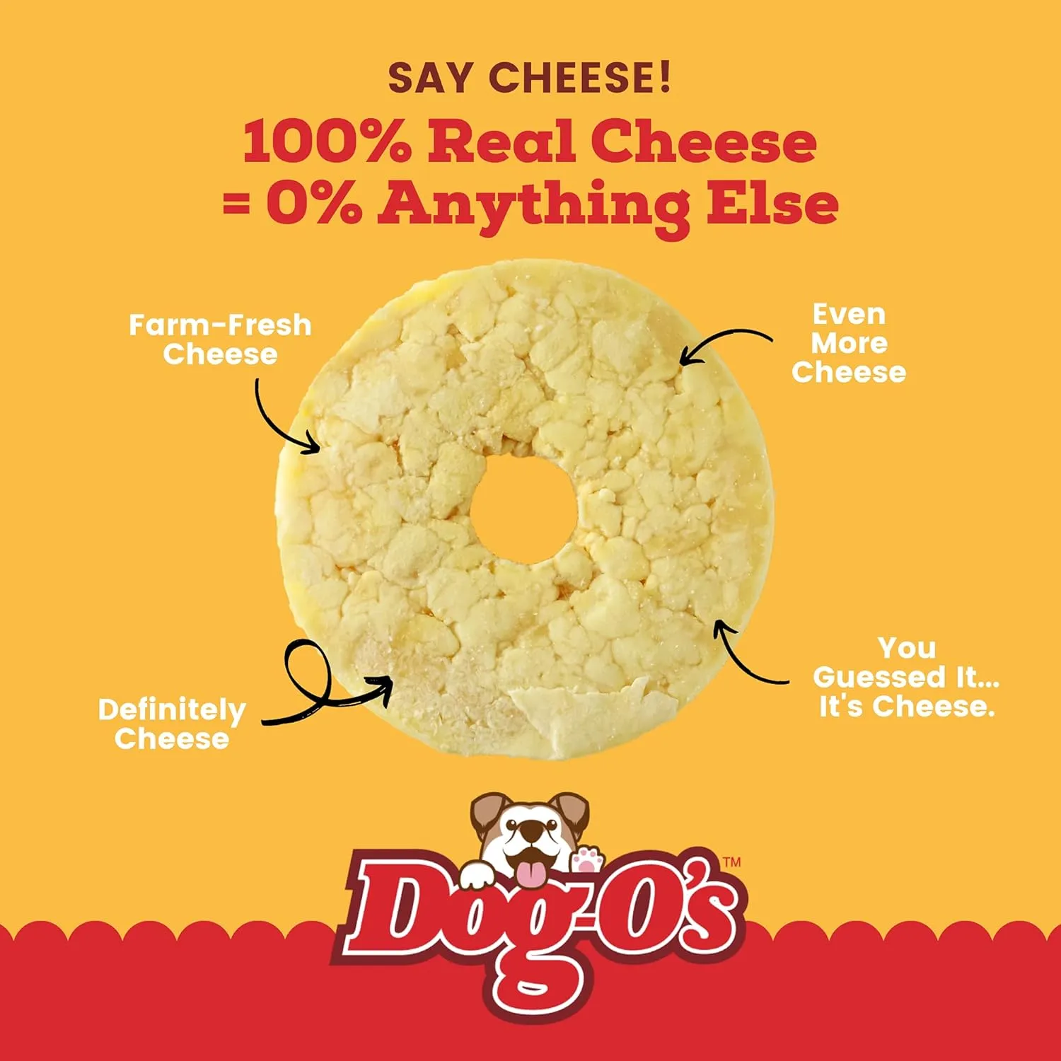 Dog-Os Cheesy Chompers, All-Natural, Made in The USA, Grain Free, Real Cheese Treats for Medium & Large Dogs (Pack of 2 Crunchy Treats)