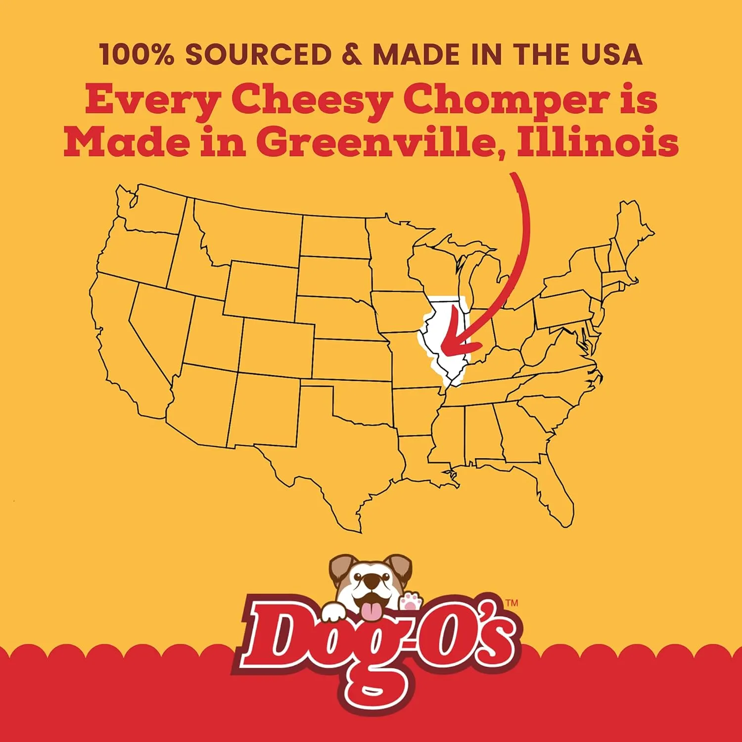 Dog-Os Cheesy Chompers, All-Natural, Made in The USA, Grain Free, Real Cheese Treats for Medium & Large Dogs (Pack of 2 Crunchy Treats)