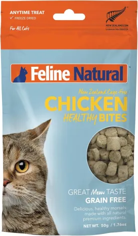 Feline Natural Freeze Dried Cat Treats  Grain-Free, Chicken Flavor, 1.76oz  Natural, Single-Ingredient Snacks from New Zealand